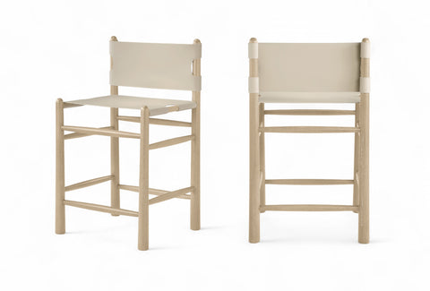 Faye Beige Vegan Leather Upholstered Counter Stool, 1 Piece