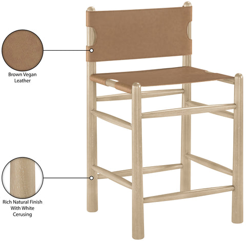 Faye Brown Vegan Leather Upholstered Counter Stool, 1 Piece
