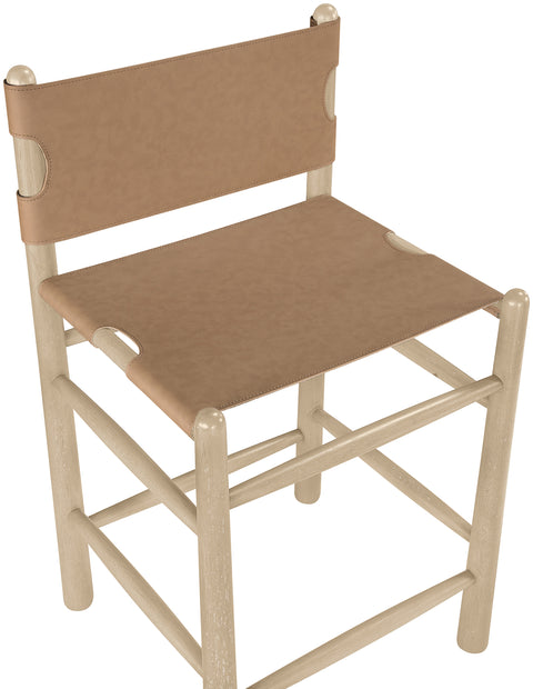 Faye Brown Vegan Leather Upholstered Counter Stool, 1 Piece