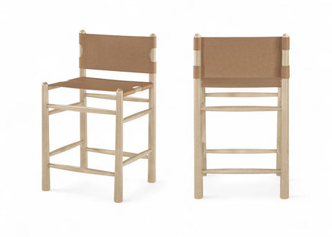 Faye Brown Vegan Leather Upholstered Counter Stool, 1 Piece