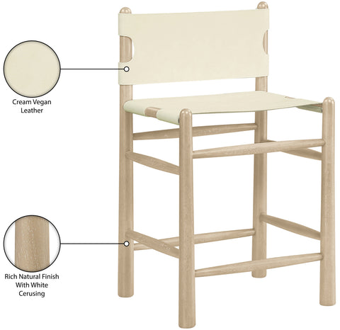 Faye Cream Vegan Leather Upholstered Counter Stool, 1 Piece