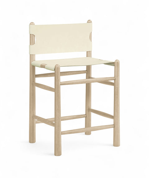 Faye Cream Vegan Leather Upholstered Counter Stool, 1 Piece