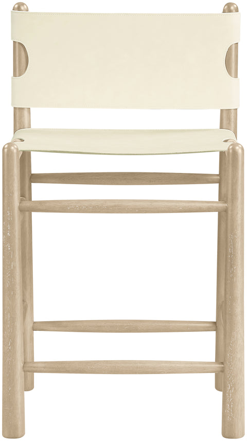 Faye Cream Vegan Leather Upholstered Counter Stool, 1 Piece