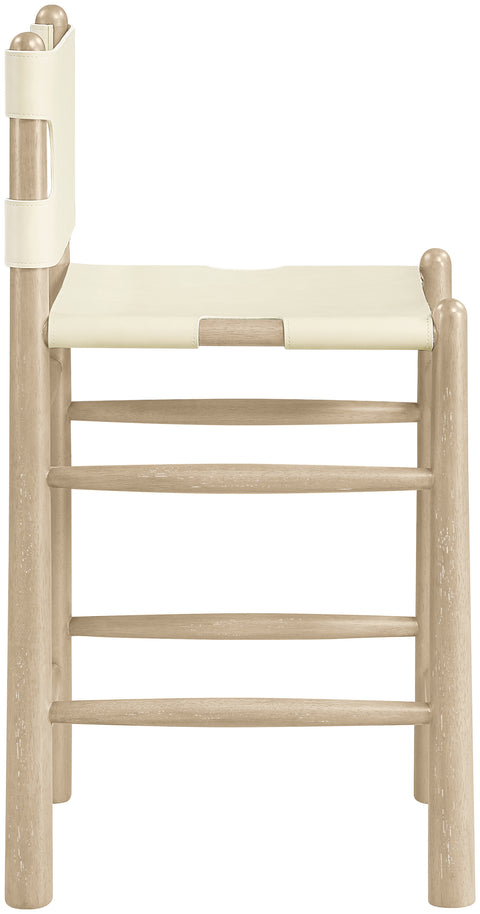 Faye Cream Vegan Leather Upholstered Counter Stool, 1 Piece