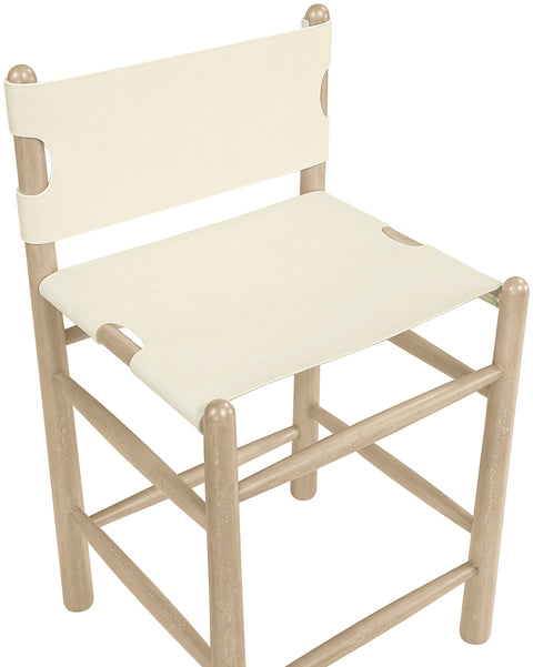 Faye Cream Vegan Leather Upholstered Counter Stool, 1 Piece