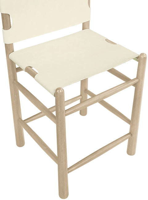 Faye Cream Vegan Leather Upholstered Counter Stool, 1 Piece