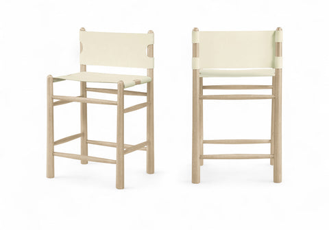 Faye Cream Vegan Leather Upholstered Counter Stool, 1 Piece