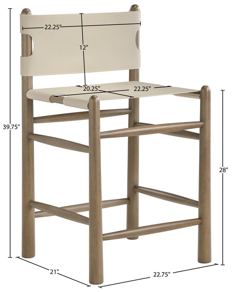 Faye Beige Vegan Leather Upholstered Counter Stool, 1 Piece (Style 2)
