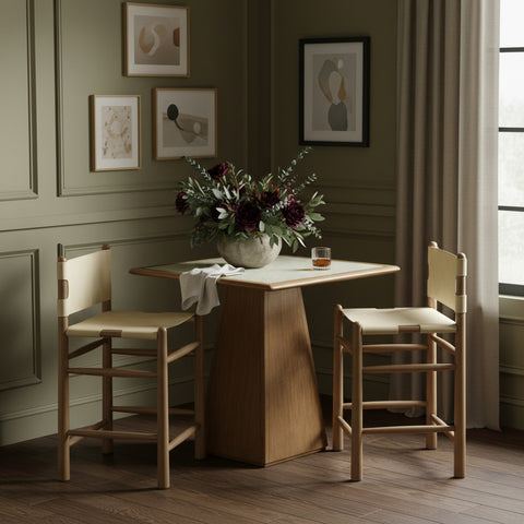 Faye Beige Vegan Leather Upholstered Counter Stool, 1 Piece (Style 2)