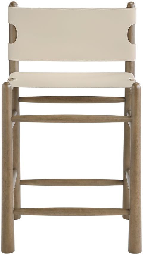 Faye Beige Vegan Leather Upholstered Counter Stool, 1 Piece (Style 2)