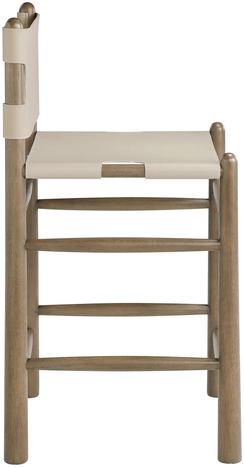 Faye Beige Vegan Leather Upholstered Counter Stool, 1 Piece (Style 2)