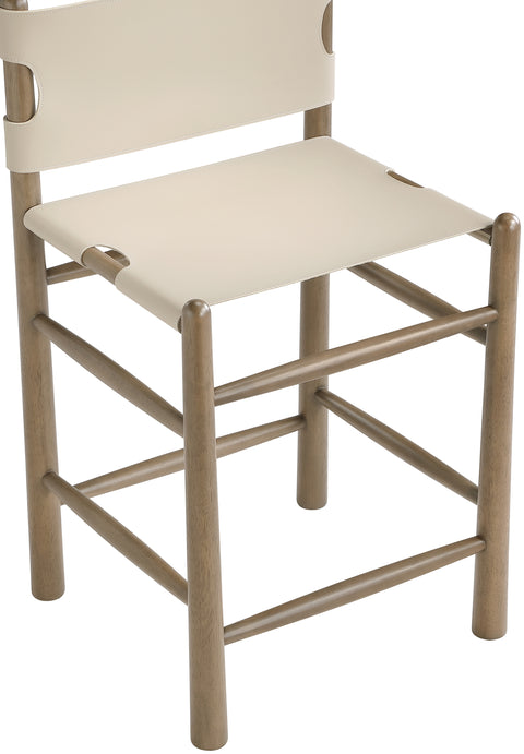 Faye Beige Vegan Leather Upholstered Counter Stool, 1 Piece (Style 2)