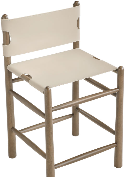 Faye Beige Vegan Leather Upholstered Counter Stool, 1 Piece (Style 2)