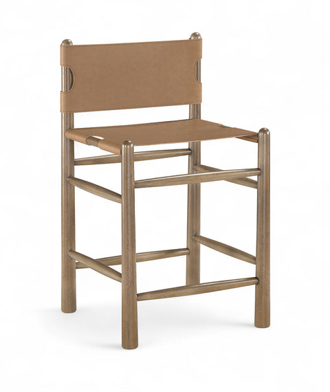 Faye Brown Vegan Leather Upholstered Counter Stool, 1 Piece (Style 2)