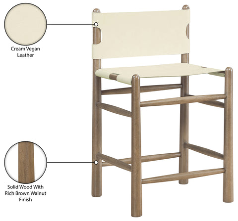 Faye Cream Vegan Leather Upholstered Counter Stool, 1 Piece (Style 2)