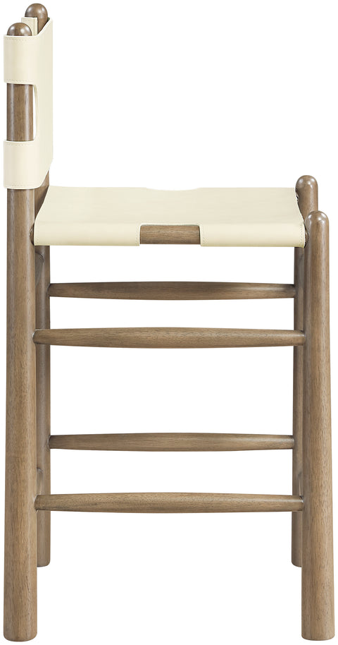 Faye Cream Vegan Leather Upholstered Counter Stool, 1 Piece (Style 2)