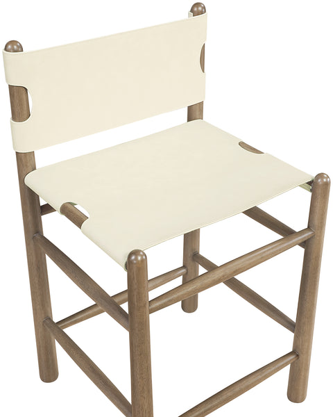 Faye Cream Vegan Leather Upholstered Counter Stool, 1 Piece (Style 2)