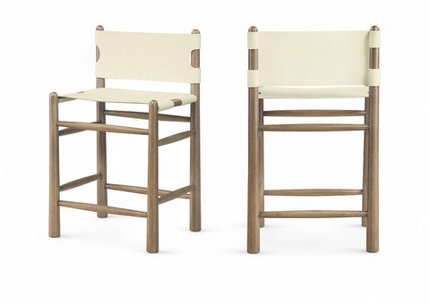 Faye Cream Vegan Leather Upholstered Counter Stool, 1 Piece (Style 2)