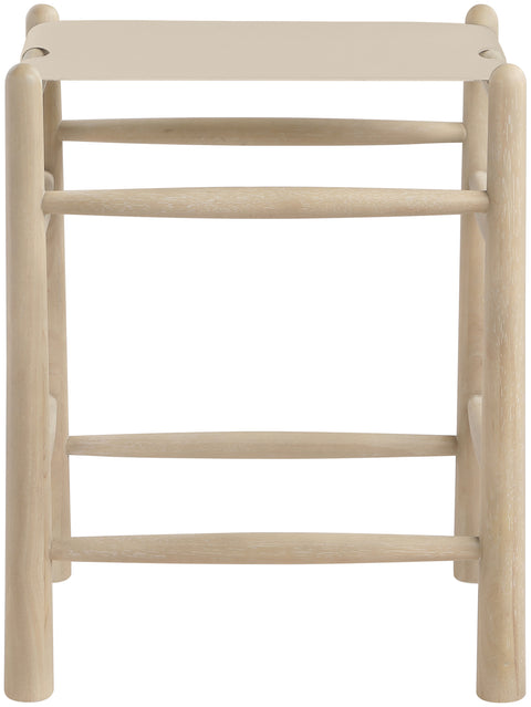 Faye Beige Vegan Leather Upholstered Counter Stool, 1 Piece (Style 3)