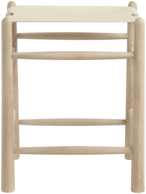 Faye Cream Vegan Leather Upholstered Counter Stool, 1 Piece (Style 3)