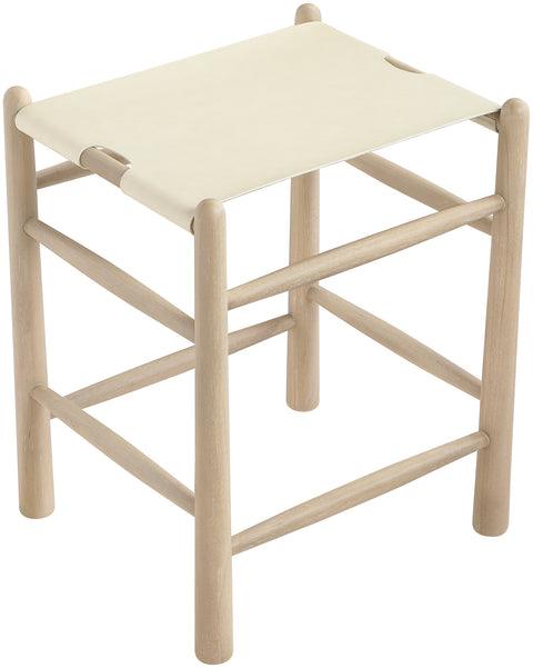 Faye Cream Vegan Leather Upholstered Counter Stool, 1 Piece (Style 3)