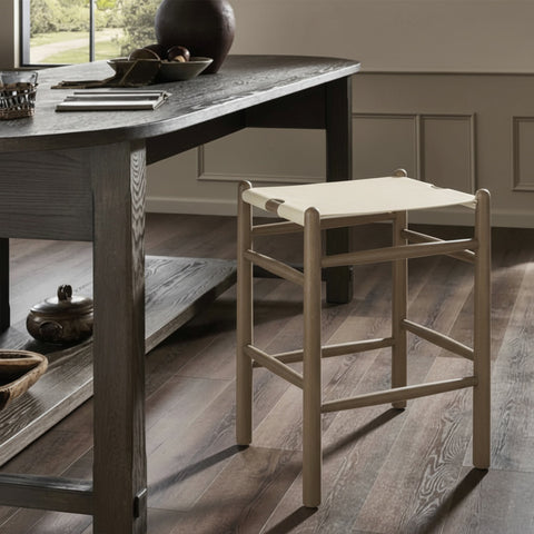 Faye Cream Vegan Leather Upholstered Counter Stool, 1 Piece (Style 4)