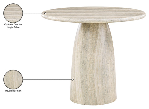 Linden 42" Travertine Concrete Indoor/Outdoor Counter Height Table, 1 Piece
