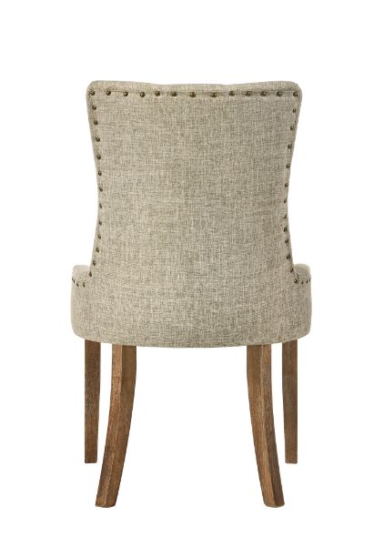 grardor side chair (set-2), beige fabric & salvaged oak finish