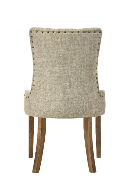 Grardor Side Chair (Set-2), Beige Fabric & Salvaged Oak Finish