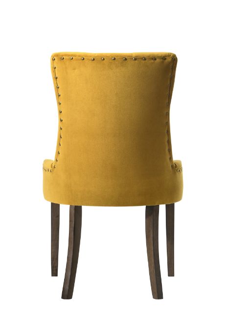 graves side chair (set-2), yellow velvet & espresso finish