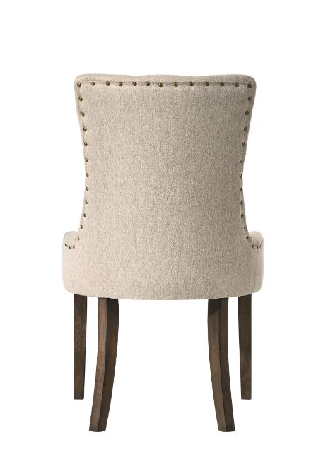 graves side chair (set-2), beige fabric & weathered oak finish