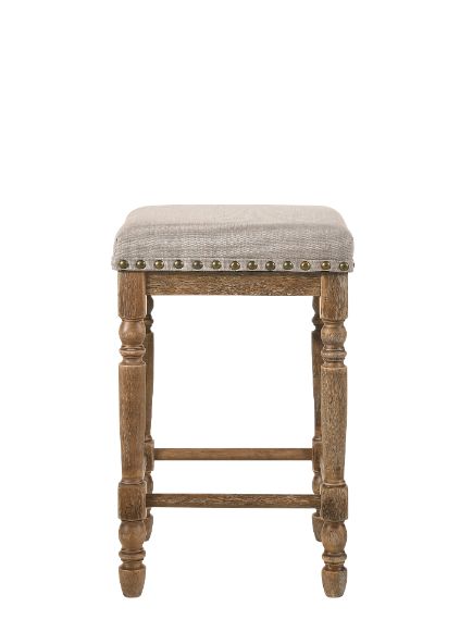 greeley counter height stool (set-2), beige fabric & weathered oak finish