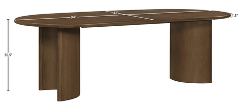 Camden 94" Brown Oak Veneer And Solid Wood Dining Table, 1 Piece