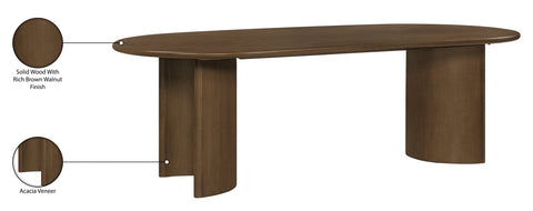 Camden 94" Brown Oak Veneer And Solid Wood Dining Table, 1 Piece