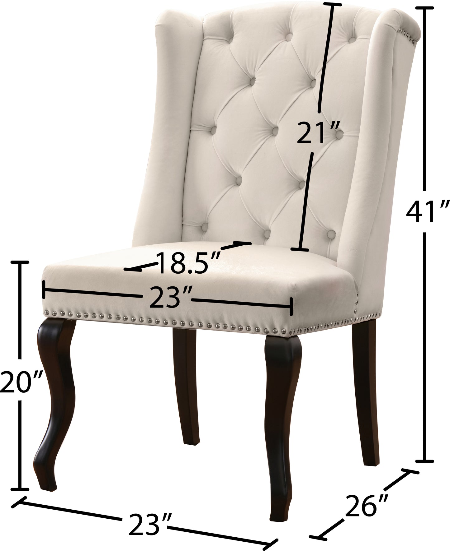 aria cream velvet dining chair c