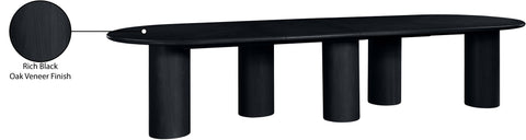 Hadley 95.25" / 119.25" / 143.25" Black Solid Wood And Oak Veneer Dining Table, 1 Piece