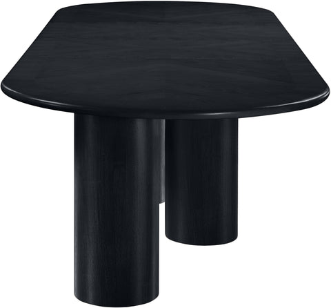 Hadley 95.25" / 119.25" / 143.25" Black Solid Wood And Oak Veneer Dining Table, 1 Piece