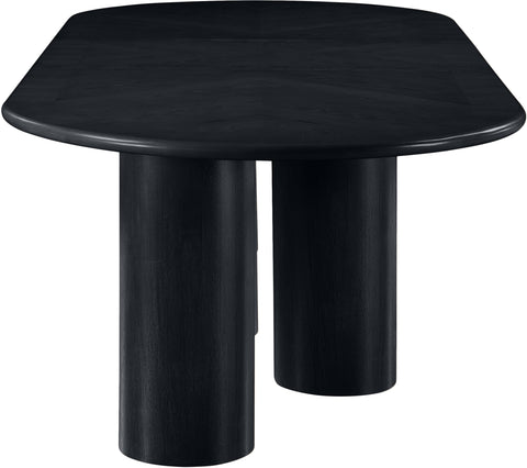 Hadley 95.25" / 119.25" / 143.25" Black Solid Wood And Oak Veneer Dining Table, 1 Piece