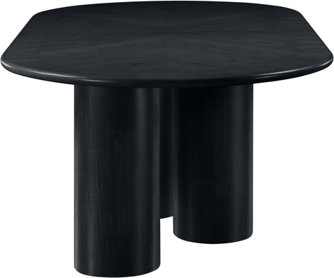Hadley 95.25" / 119.25" / 143.25" Black Solid Wood And Oak Veneer Dining Table, 1 Piece