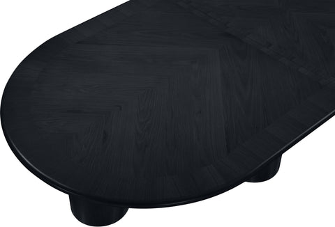 Hadley 95.25" / 119.25" / 143.25" Black Solid Wood And Oak Veneer Dining Table, 1 Piece
