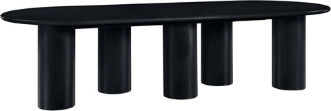 Hadley 95.25" / 119.25" / 143.25" Black Solid Wood And Oak Veneer Dining Table, 1 Piece