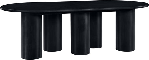 Hadley 95.25" / 119.25" / 143.25" Black Solid Wood And Oak Veneer Dining Table, 1 Piece