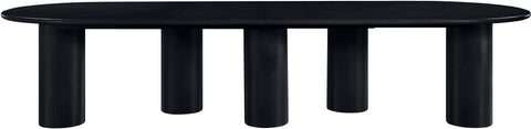 Hadley 95.25" / 119.25" / 143.25" Black Solid Wood And Oak Veneer Dining Table, 1 Piece