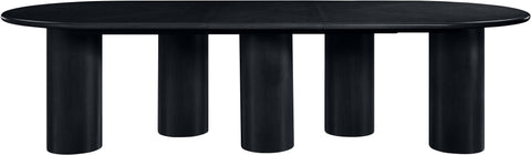 Hadley 95.25" / 119.25" / 143.25" Black Solid Wood And Oak Veneer Dining Table, 1 Piece