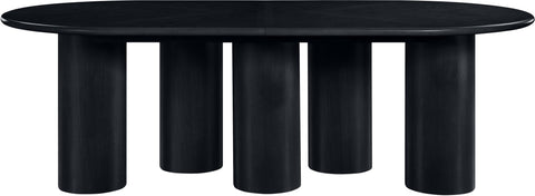 Hadley 95.25" / 119.25" / 143.25" Black Solid Wood And Oak Veneer Dining Table, 1 Piece