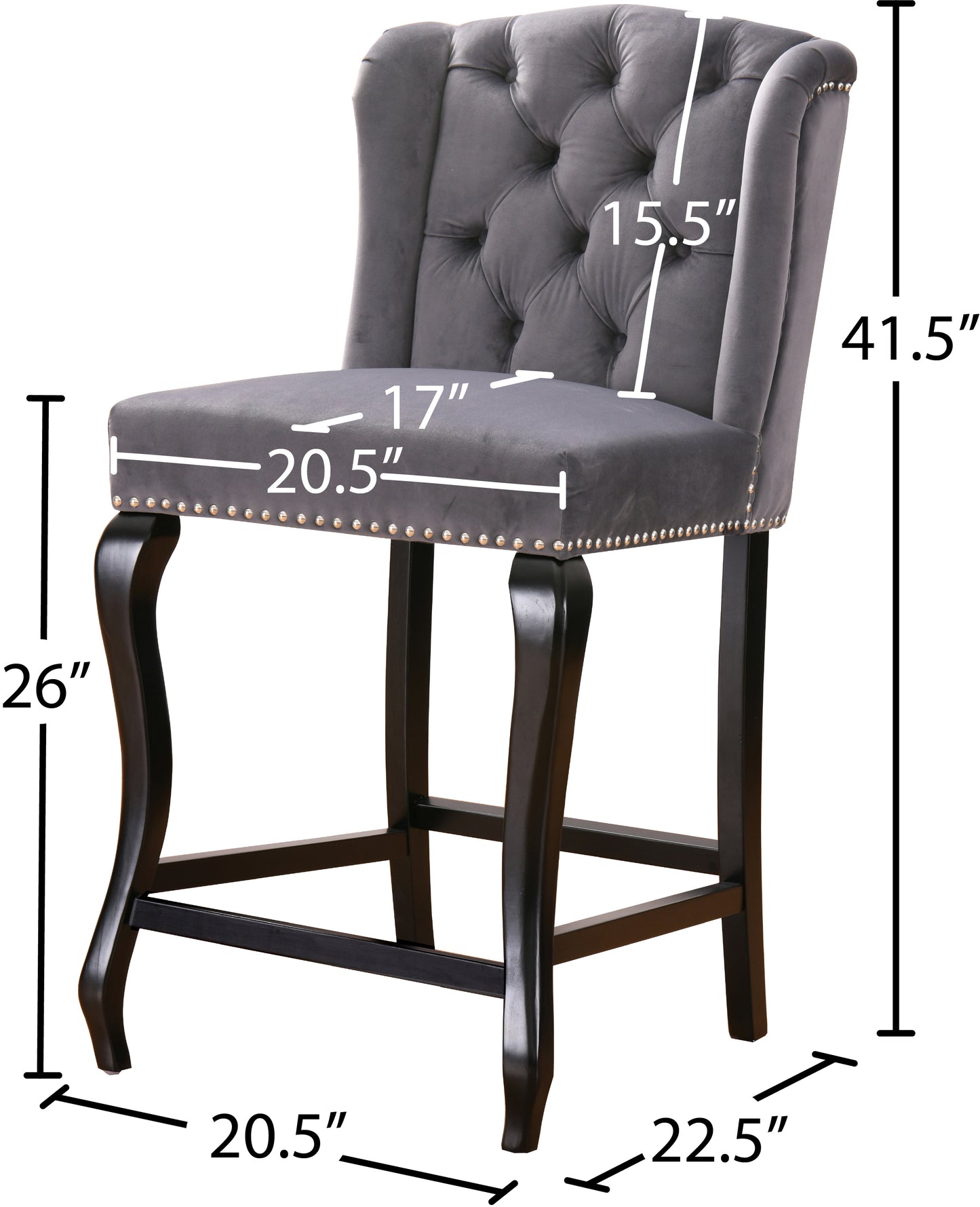 aria grey velvet stool c