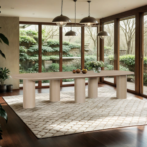 Hadley 95.25" / 119.25" / 143.25" Oak Solid Wood And Oak Veneer Dining Table, 1 Piece