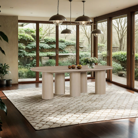 Hadley 95.25" / 119.25" / 143.25" Oak Solid Wood And Oak Veneer Dining Table, 1 Piece