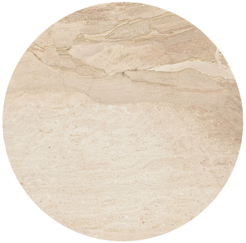 Nova 42" Beige Genuine Marble And Mango Wood Dining Table, 1 Piece