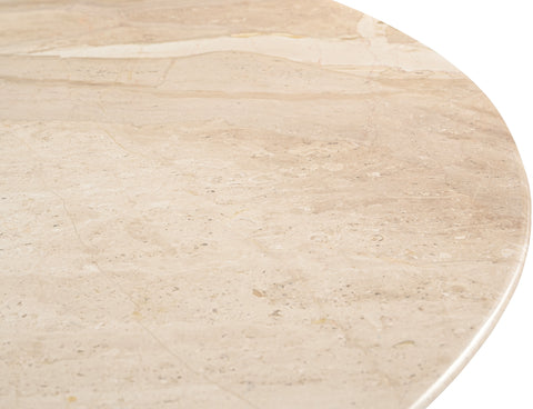 Nova 42" Beige Genuine Marble And Mango Wood Dining Table, 1 Piece